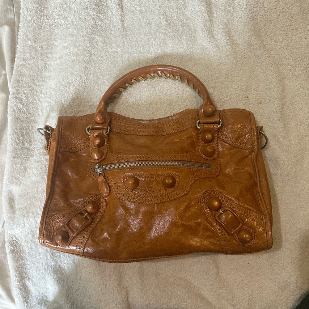 Tan Brown Balenciaga city bag